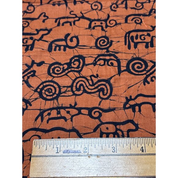 Handmade Orange Fabric Black Animal Print 18x21" Cotton Material Crafting & Quil - Picture 2 of 4
